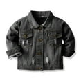 thumbnail image 1 of KPOPLK Baby Boys Girls Denim Jacket Kids Toddler Girls Button Down Jeans Jacket Top Teen Coat Outerwear(140,Black), 1 of 7