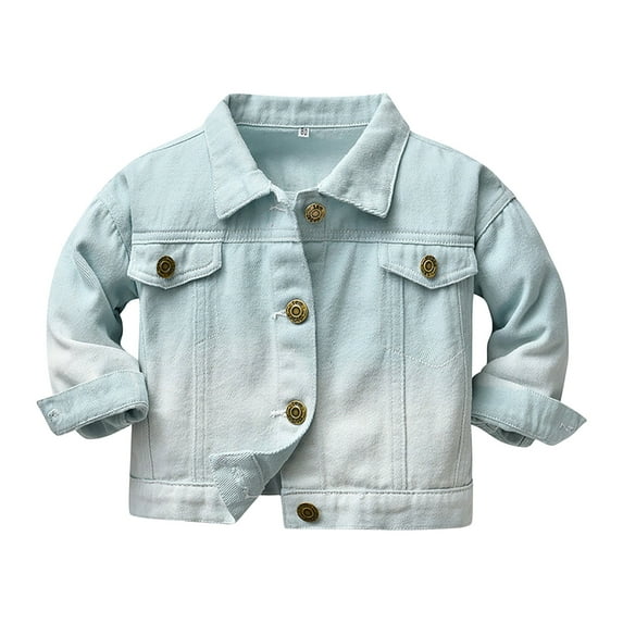 KPOPLK Baby Boys Girls Denim Jacket Kids Toddler Girls Button Down Jeans Jacket Top Teen Coat Outerwear(5-6 Years,Light Green)