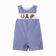 thumbnail image 1 of KPOPLK Baby Boys Girls Gingham Short Romper Overalls Embroidery Sleeveless Jumpsuit with Crotch Snaps,Size 0-3 Months, 1 of 7