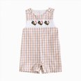 thumbnail image 1 of KPOPLK Baby Boys Girls Gingham Short Romper Overalls Embroidery Sleeveless Jumpsuit with Crotch Snaps,Size 12-18 Months, 1 of 7