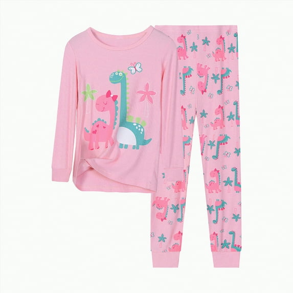 KPOPLK Baby Boys Girls Pajamas Set Long Sleeve Sleepwear(Pink&7,2-3 Years)