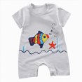 thumbnail image 1 of KPOPLK Baby Boys Girls Romper Jumpsuits Pajama Short Sleeve Striped One Piece Clothes PJM Sleepwear Sets for 0-24M Size 18-24 Months,Grey, 1 of 4