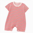 thumbnail image 1 of KPOPLK Baby Boys Girls Romper Jumpsuits Pajama Short Sleeve Striped One Piece Clothes PJM Sleepwear Sets for 0-24M Size 18-24 Months,Red, 1 of 4