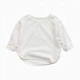 thumbnail image 1 of KPOPLK Baby Boys Long Sleeve T Shirts Kids Basic Shirts Crew Neck Solid Color Tops Casual Tees 1T 2T 3T 4T(12-18 Months,White), 1 of 4