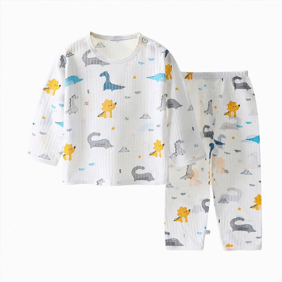 KPOPLK Snug-fit 2-Piece Pajamas for Boy Organic Cotton Long Sleeve Two Piece Cute Print Top and Sleep Pants Kids Boys Sleepwear Clothes,Size 4-5 Years