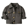 thumbnail image 1 of KPOPLK Baby Boys Plaid Denim Jacket Toddler Button Down Long Sleeve Lightweight Coat Outerwear(6-12 Months,Brown), 1 of 5