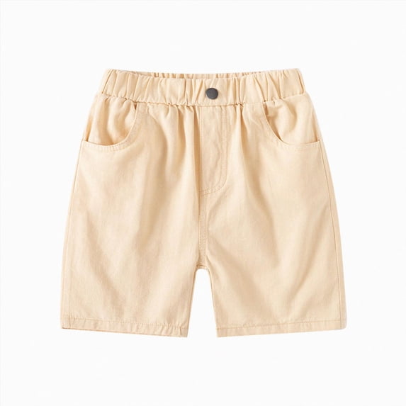 KPOPLK Baby Boys Shorts Cotton Pull-On Shorts Elastic Waist & Pockets Summer Playwear Size 3-4 Years,Khaki