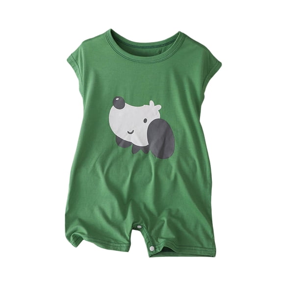 KPOPLK Baby Boys Sleeveless Tank Romper Pajamas Animal Print Cotton Pjs 0 3 6 9 12 18 Motnhs Summer Coverall Jumpsuit Clothes Sleepwear Green Size 0-3 Months
