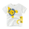 thumbnail image 1 of KPOPLK Baby Boys T-Shirt Summer Crewneck Cartoon Short Sleeve Shirt for 1t 2t 3t 4t 5t Tee Top with Cute Monkey Print(4 Years,White), 1 of 3