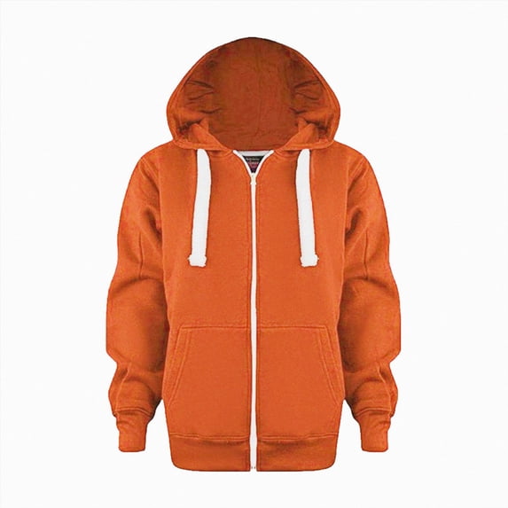 KPOPLK Baby Boys Zip Up Hoodie Toddler Boys Jacket Solid Winter Long Sleeve Hooded Sweatshirt Tops Fall Coat Kids 1-9 Years Orange Size 9-10 Years