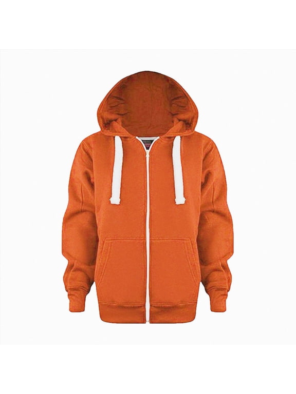 Baby Boys Zip Up Hoodie Toddler Boys Jacket Solid Winter Long Sleeve Hooded Sweatshirt Tops Fall Coat Kids 1-9 Years Orange Size 9-10 Years