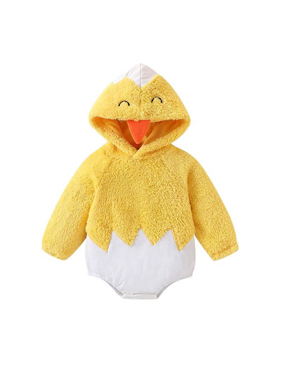 Baby Chick Bodysuit 3 6 9 12 18 Months Long Sleeve Cute Bubble Romper Onesie for Infant Halloween Easter(Yellow,3-6 Months)
