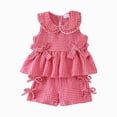 thumbnail image 1 of KPOPLK Baby Clothes Cute Sleeveless Ruffles Vest Top Tank Tee and Shorts Toddler Girl Summer Outfit Set 9 12 18 Months 2T 3T 4T 5T(2-3 Years,Red), 1 of 7