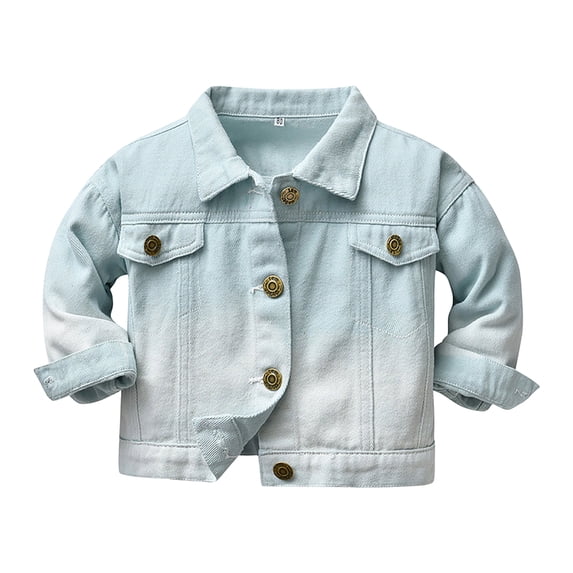 KPOPLK Baby Denim Jacket,Little Toddler Kids Simple Design Stretch Jean Coat(6-12 Months,Light Green)