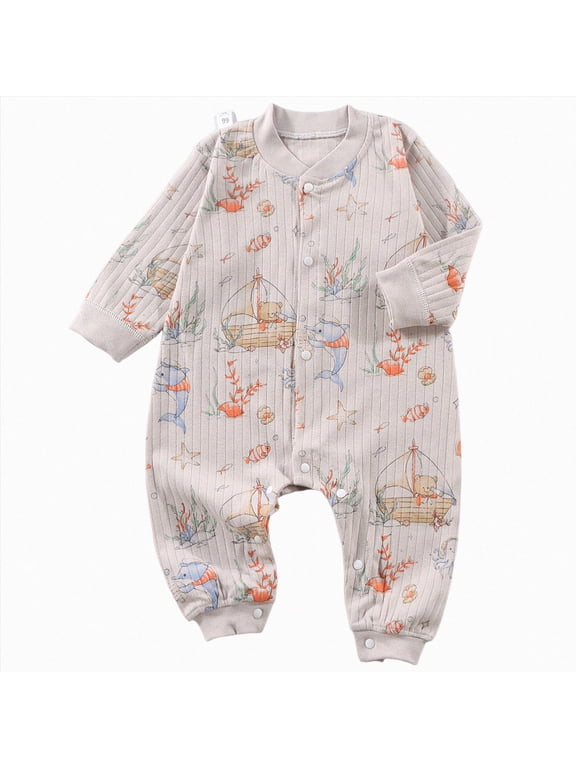 Baby Footless Pajamas Boys Girls Button Down Bodysuit Pjs Sleep 'N Play Romper Pjs for 0 3 6 9 12 18 Months Size 9-12 Months