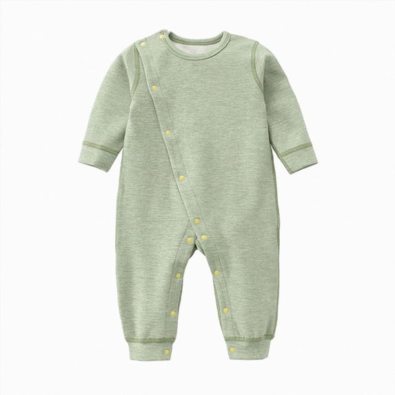 KPOPLK Baby Boys Footless Pajamas Long Sleeve Button One-Piece Cotton Sleeper for Boys Infant 0-18 Months Size 3-6 Months