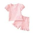 thumbnail image 1 of KPOPLK Baby Girl Birthday Outfit Letters Bow Embroidery Short Sleeve Shirts Elastic Waist Shorts Birthday Summer Clothes(Pink_1,18-24 Months), 1 of 9