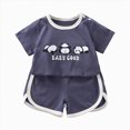 thumbnail image 1 of KPOPLK Baby Girl Boy Summer Outfits 2 Piece Toddler Clothes Trendy Print Short Sleeve Cotton T-Shirt and Pull on Shorts Sets Size 18-24 Months,Dark Gray, 1 of 4