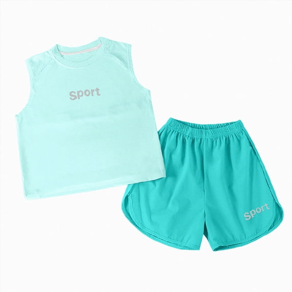 KPOPLK Baby Girl Clothes Girls Summer Outfits Sleeveless Tank Tops Loose Pants Teen Quick Dry 9M-16Y Clothing Set(18-24 Months,Green)