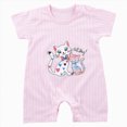 thumbnail image 1 of KPOPLK Baby Girl Clothes Infant Newborn Girl Outfits Summer Clothes Romper Short Sleeve Crewneck One -Piece Size 3-6 Months,Pink, 1 of 6