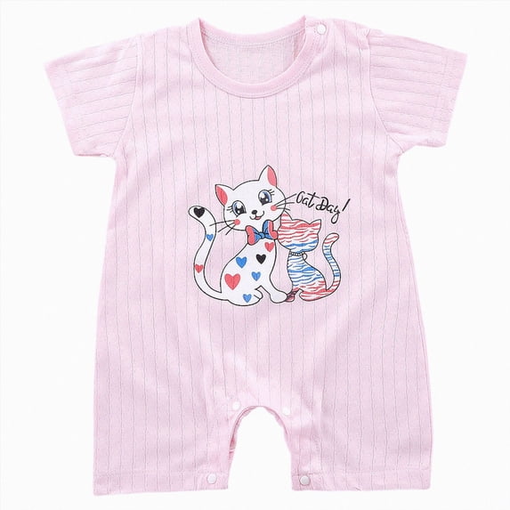 KPOPLK Baby Girl Clothes Infant Newborn Girl Outfits Summer Clothes Romper Short Sleeve Crewneck One -Piece Size 3-6 Months,Pink