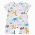 thumbnail image 1 of KPOPLK Baby Girl Clothes Infant Newborn Girl Outfits Summer Clothes Romper Short Sleeve Crewneck One -Piece Size 3-6 Months,Sky Blue, 1 of 6