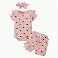 thumbnail image 1 of KPOPLK Baby Girl Clothes Outfits Romper Pants Cute Bow Headband Hat Sets For Baby Girls western clothes for baby girls(3-6 Months,Pink), 1 of 3