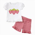 thumbnail image 1 of KPOPLK Baby Girl Clothes Set Toddler Infant Girl 3 6 9 12 Months 2T 3T Shirt Tops + Cotton Shorts Summer Outfit 2PCS Size 12-18 Months,White, 1 of 8