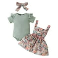 thumbnail image 1 of KPOPLK Baby Girl Clothes Short Sleeve Romper Suspender Skirt Overall Dress Cute Baby Girl Summer Outfit(S#-Green,0-3 Months), 1 of 9