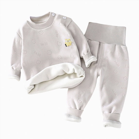 KPOPLK Baby Girl Clothes Toddler Girl Outfits Fall Winter High Waist Long Sleeve Sweatshirt Fleece Pants Cute Infant Clothing Set,Size 18-24 Months