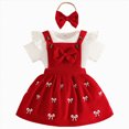 thumbnail image 1 of KPOPLK Baby Girl Clothes Toddler Girl Summer Outfit Short Sleeve Ruffle Romper Suspender Skirt Headband Set for 0 3 6 9 12 18 Months 2T 3T(12-18 Months,Red), 1 of 9