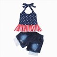 thumbnail image 1 of KPOPLK Baby Girl Clothes Toddler Girl Summer Outfits 6 12 18 24M 3T 4T 5T Cami Ruffle Halter Tops Wide Leg Jeans Kids Floral Clothing Set(12-18 Months,BU1), 1 of 7