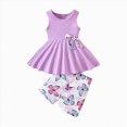 thumbnail image 1 of KPOPLK Baby Girl Clothes Toddler Summer Outfits Clothing Sleeveless Ruffle Tank Top Shorts Sets for Girls(5-6 Years,Purple), 1 of 9