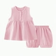 thumbnail image 1 of KPOPLK Baby Girl Dress Set New Solid Color Comfortable Double Cotton Girls Cardigan Pajamas Home Wear Two Sets spring clothes baby(4-5 Years,Pink), 1 of 3