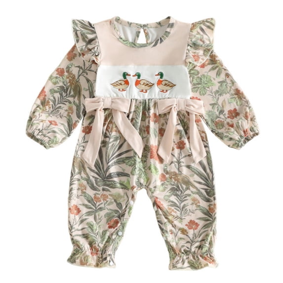 KPOPLK Baby Girl Footless Sleep N Play Coverall Newborn Pajamas Fall Infant Letter Print Cotton Bodysuit Toddler Sleepwear Outfit Size 12-18 Months,Beige