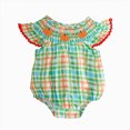 thumbnail image 1 of KPOPLK Baby Girl Halloween Romper One-piece Fly Sleeve Pumpkin Print Bubble Bodysuit Fall Pumpkin Patch Outfit for 3 6 9 12 18 Months Size 18-24 Months,Green, 1 of 9
