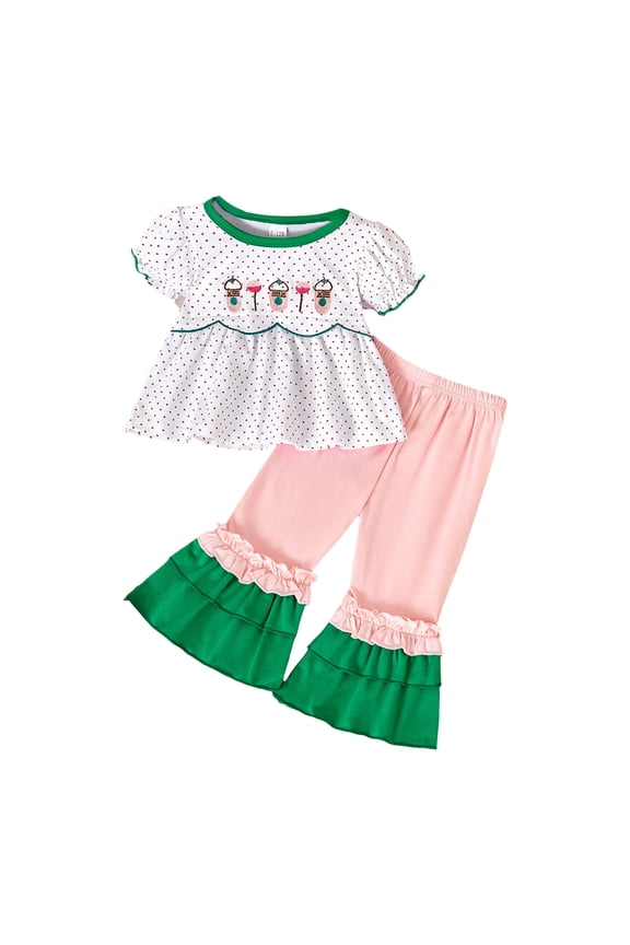 Baby Girl Outfit Daddy's Little Caddy Romper Cart Flare Pants Set Summer Clothes(S#-White,3-4 Years)