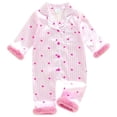 thumbnail image 1 of KPOPLK Baby Girl Romper Silk Pajamas Fall Winter Pullover Preemie Newborn One Piece Snug Fit Outfit Long Sleeve Footless Sleepwear Size 0-3 Months,Pink, 1 of 3