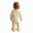 thumbnail image 1 of KPOPLK Baby Girl Thanksgiving Romper Ruffle Long Sleeve Pumpkin Embroidery Jumpsuit with Bow Headband Infant Fall Outfit 3 6 9 12 18 Months Beige,Size 0-3 Months, 1 of 6