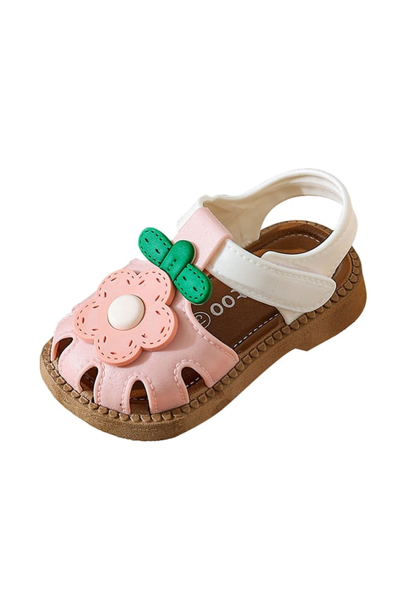Baby Girls Boys Sandals Non Slip Rubber Sole Summer Outdoor First Walker Crib Shoes(Pink,5.5)