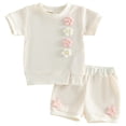 thumbnail image 1 of KPOPLK Baby Girls Clothes Toddler Outfit 9 12 18 24 Months Kids Short Summer Tops Floral Shorts Clothes Set,Sizes 3-4 Years, 1 of 7