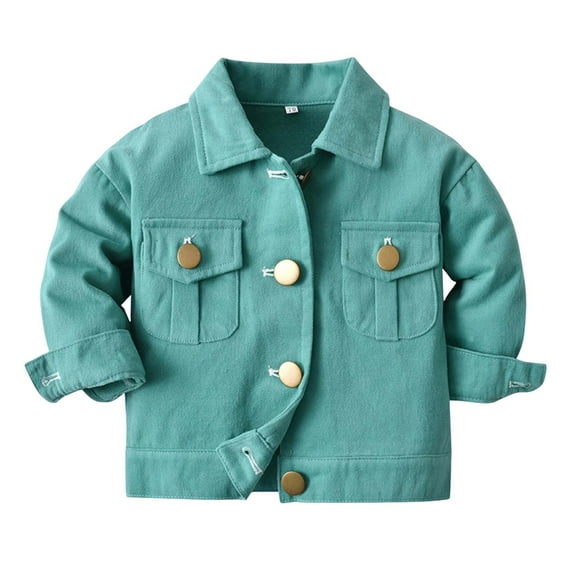KPOPLK Baby Girls Denim Jacket Toddler Coat For Kids(12-18 Months,Light Green)