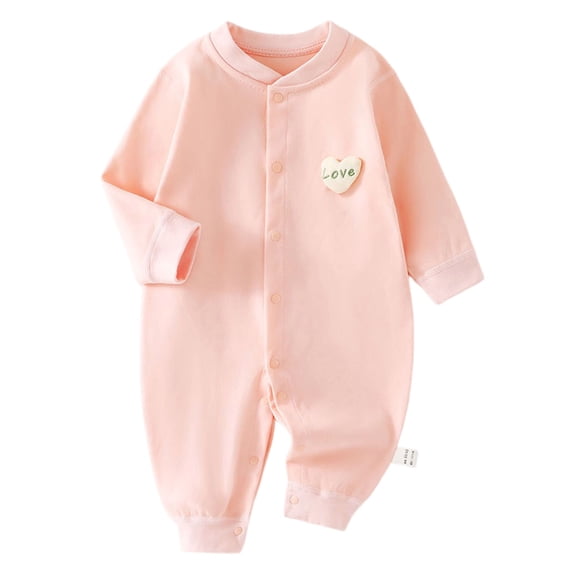 KPOPLK Baby Girls Long Sleeve Onesies Bodysuits One-Pieces Button Down Romper Soft Comfortable Pajamas Everyday Wear and Home Outfits Soft Comfy Clothes 6-9 Months Size 10-16 Months,Pink