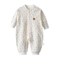 thumbnail image 1 of KPOPLK Baby Girls Pajama with Bamboo Viscose Jumpsuit Romper Button Down Toddler Girl Sleeper Sleepwear Size 0-3 Months,Light Yellow, 1 of 4