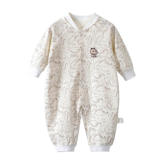 KPOPLK Baby Girls Pajama with Bamboo Viscose Jumpsuit Romper Button Down Toddler Girl Sleeper Sleepwear Size 9-12 Months,Beige