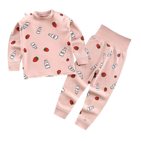 KPOPLK Baby Girls Pajamas Sets 1-7Y Toddler Kids Soft Comfy Pjs Fall Winter Long-Sleeve Snug fit Sleepwear Clothes(3-4 Years,Red)