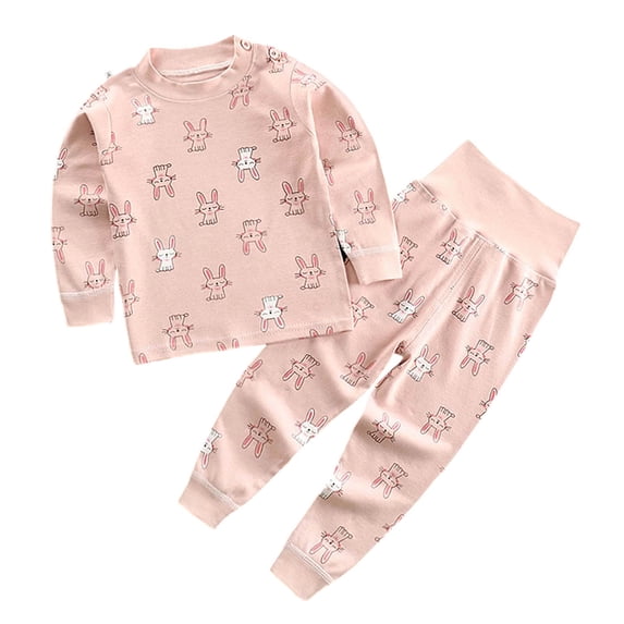 KPOPLK Baby Girls Pajamas Sets 1-7Y Toddler Kids Soft Comfy Pjs Fall Winter Long-Sleeve Snug fit Sleepwear Clothes(4-5 Years,Pink)