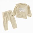 thumbnail image 1 of KPOPLK Baby Girls Ribbed 2 Piece Outfit MAMA'S MINI 3M 6M 9M 12M 18M 24M 2T 3T 4T Sweatshirt and Pants Set Clothing,Size 12-18 Months, 1 of 9