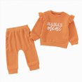 thumbnail image 1 of KPOPLK Baby Girls Ribbed 2 Piece Outfit MAMA'S MINI 3M 6M 9M 12M 18M 24M 2T 3T 4T Sweatshirt and Pants Set Clothing,Size 12-18 Months, 1 of 9