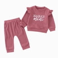 thumbnail image 1 of KPOPLK Baby Girls Ribbed 2 Piece Outfit MAMA'S MINI 3M 6M 9M 12M 18M 24M 2T 3T 4T Sweatshirt and Pants Set Clothing,Size 18-24 Months, 1 of 9